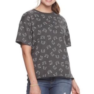 NWOT all over cat face tee raw cut hem